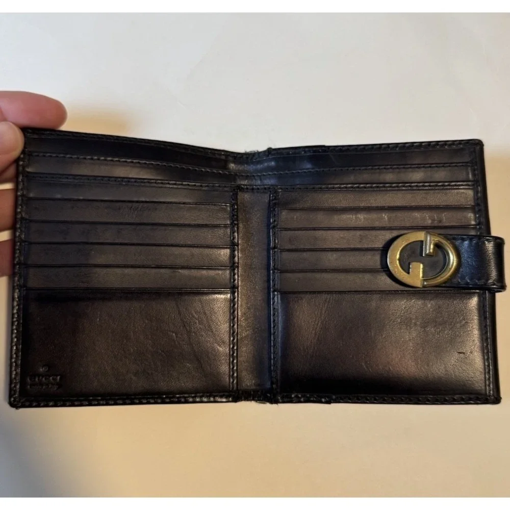 Gucci Wallet Canvas / Leather Tri-Fold Black Coin Bill and Card Holder - Picture 2 of 13